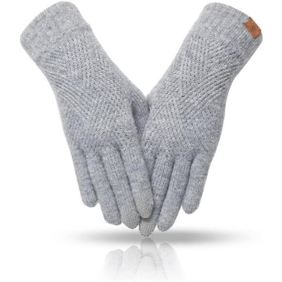 Women's Winter Touch Screen Gloves - Elastic Thermal Knit Lining - Picture 1 of 8